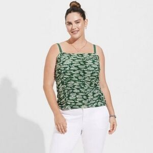 Stretch Mesh Cropped Shirred Cami Top 5x, new with tags